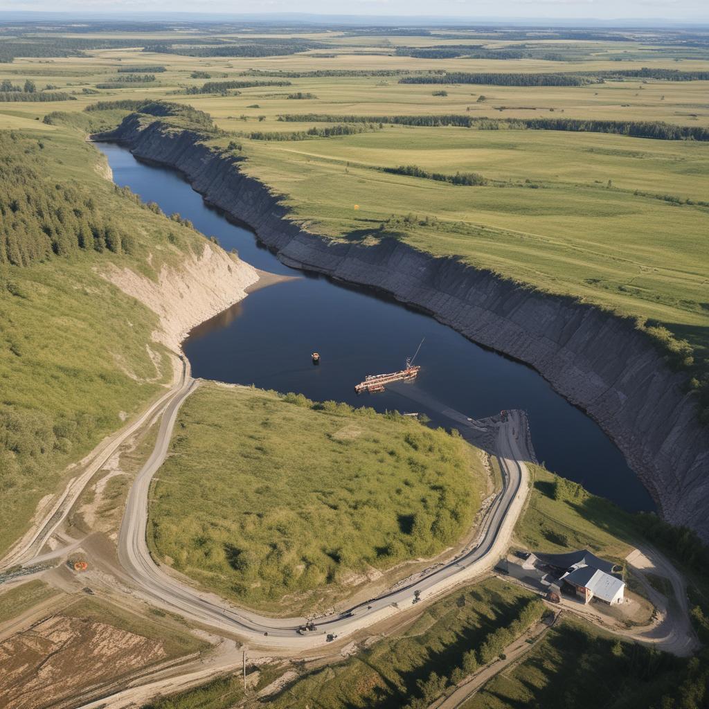 Bergbau-Projekt in Grönland mit Mineneingang und Berglandschaft