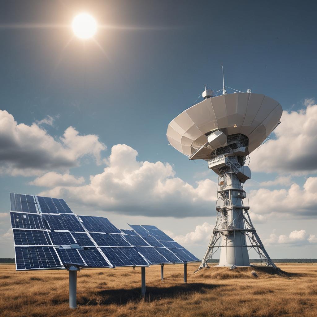 Nahaufnahme eines modernen Satelliten mit Solarpanelen und Kommunikationsantennen